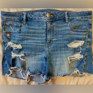 American Eagle Outfitters Light Blue Next Level Stretch Midi Denim Shorts